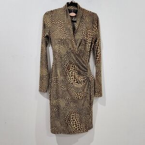 Norma Kamali Leopard Faux Wrap Dress